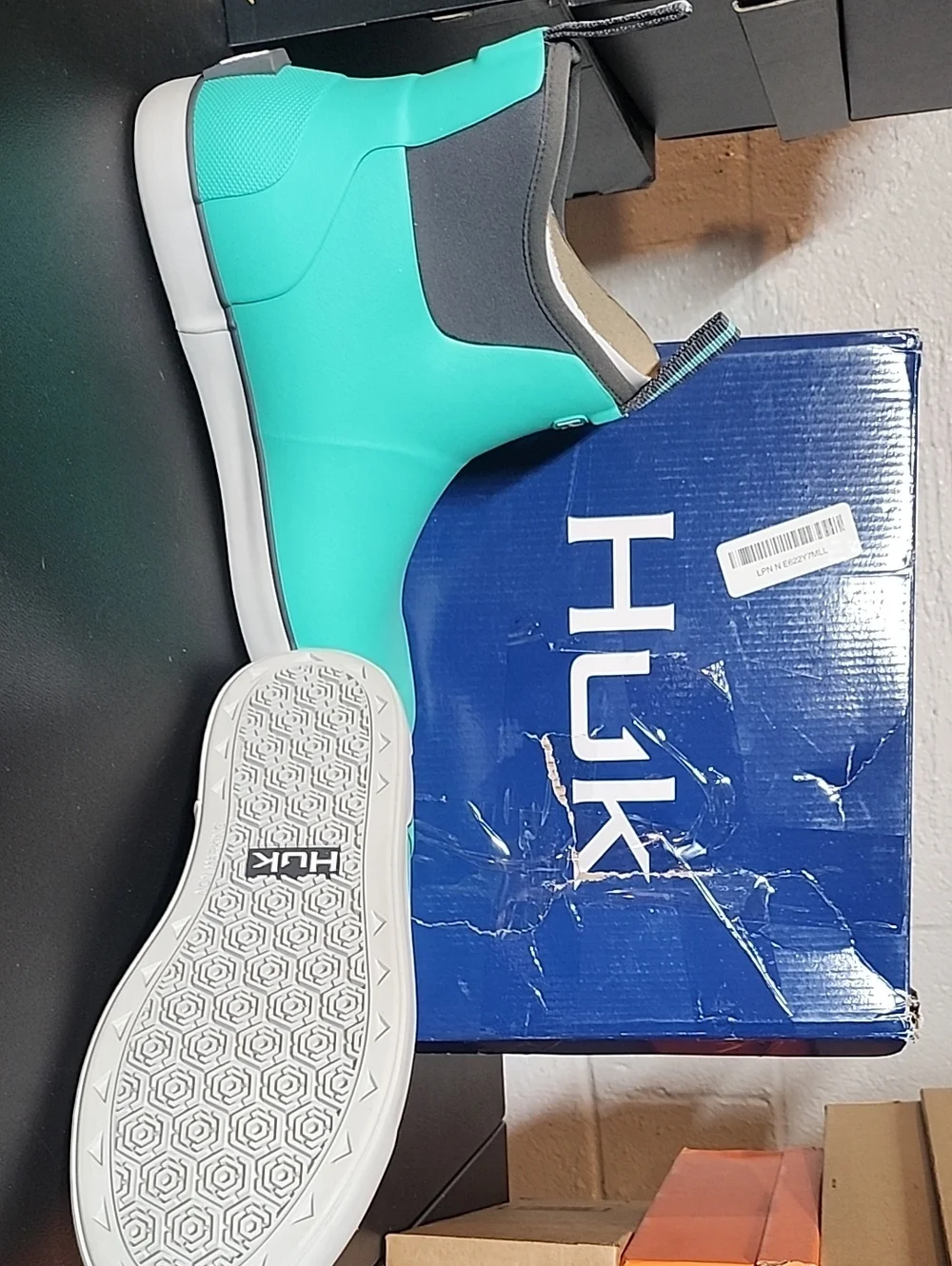 Huk Teal and White Slip-On Water Sneaker